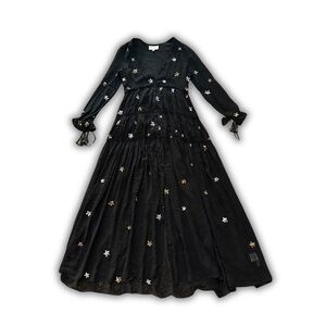 Rococo Sand Etoile Sequined Gold Stars Tiered Embellished
Ruffles Maxi Dress S